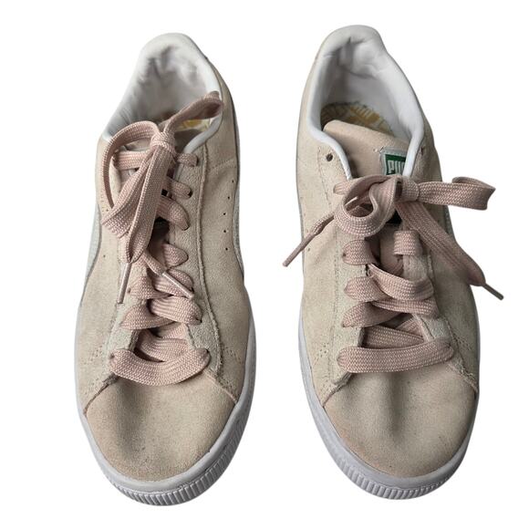 Puma Suede Classic 21 Shoes Womens SZ 8 Pink White Lace Up Sneakers Skater - Picture 3 of 11